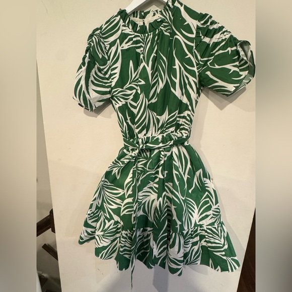 THML Green & White Tropical Leaf Print Dress | XS - Picture 4 of 5